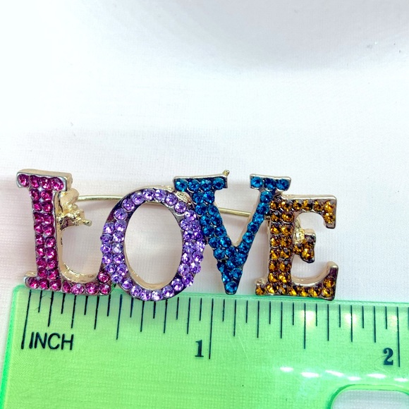 Love Rhinestone Brooch - Picture 3 of 3
